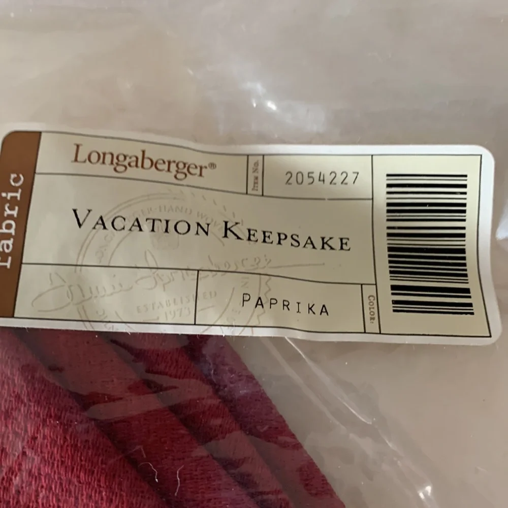 Longaberger Fabric Liner for the Vacation Keepsake Basket in Paprika. NEW
